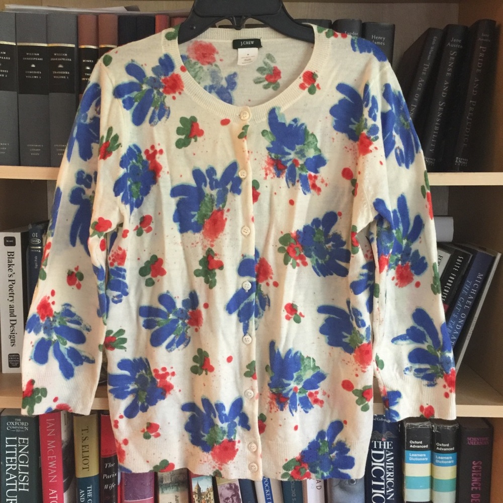 J. Crew Jackie floral merino cardigan M